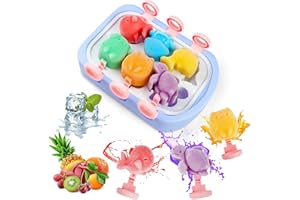 Drucilla Stampi per Ghiaccioli, 6 Fori Formine per Ghiaccioli Silicone, Mini Animale Ghiaccioli Senza BPA per Bambini e Neonati, Riutilizzabili Fai Da Te Stampi Per Gelato con Bastoncino e Coperchio