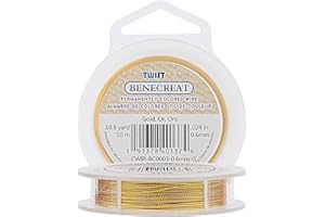 BENECREAT 10m 0.6mm Alambre Trenzado de Cobre Cable Metálico Accesorios de Manualidad para Diseño de Bisutería - Dorado Calibre 22
