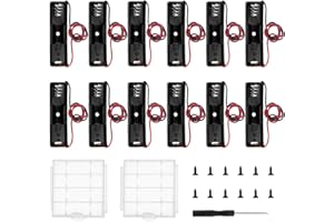 12 Pièces AA Support de Batterie, KUOQIY 1 x 1.5V AA Boîtier de batterie avec Fils, avec Boîte à Piles en Plastique et Tournevis et Vis