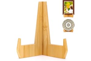kroucoco Plate Holder Display Stand,6.8 inch Bamboo Easel Stand for Displaying, Stand for Pictures, Photo Frames ,Book ,Decorative Plates, Plaque