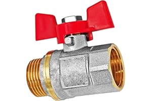 MegaHaustechnik Kugelhahn aus Messing mit 3/4" Rohr Zoll Aussengewinde AG und Innengewinde IG DN20 Trinkwasser geeignet Druck PN 25 Bar mit Flügelgriff rot Wasser Heizung Druckluft Absperr Hahn Ventil