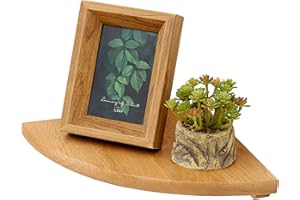 OAKERLAND Etagere d’Angle Flottante en Chêne Bois, Flottant Etagere d’Angle en Bois Rustique avec extrémité Arrondie de Bain Chambre à Coucher Salon Cuisine Bureau