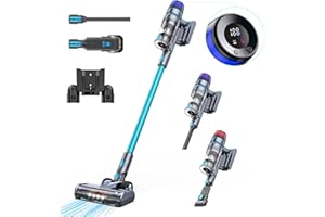 Homore 56KPA/600W/65Mins Aspirateur Balai sans Fil, Aspirateur sans Fil Puissant avec écran Couleur, Mode Automatique, Conception Autonome, Chargement Mural pour Tapis, Sols Durs, Poils d'animaux.