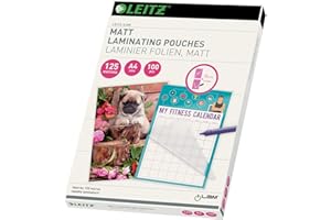 Leitz Pochette de plastification en feuille de qualité, A4, paquet de 100, transparent (mat standard)