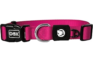 DDOXX Collier Chien Nylon, Réglable | Nombreuses Couleurs & Tailles | pour Petit, Moyen Gros & Grand | Colliers Chat Chiot | Rose Pink, L