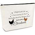 Chicken Lover Gift Makeup Bag Crazy Chicken Lady Gifts Cosmetic Bag Chickens Themed Animal Lover Gift for Women Girls Birthday Christmas Gifts for Daughter Sister Bestie Friend Travel Makeup Pouch