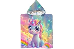 Rowjoy Children's Bath Poncho, Beach Towels, Microfibre, Quick Drying Bathrobe for Boys and Girls