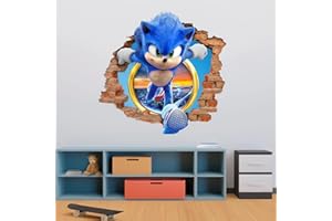 GRENRIC 3D Sonic The Hedgehog Anime Tapete Wandaufkleber Aufkleber für Kinderzimmer, Kinderzimmer, Wanddekoration, Cartoon-Poster-Aufkleber Dekor