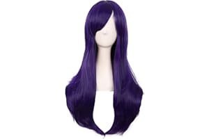 MapofBeauty 70 cm Dama Side Grzywka Naturalny Tom Dugo Krcone ladny Cosplay Peruki (Ciemny Fioletowy)