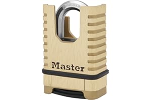 MASTER LOCK Candado de latón macizo de alta resistencia [Arco cerrado] [Candado con combinación] M1177EURD - Diseño antióxido, ultrarresistente e impermeable