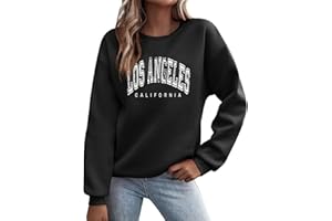 GENERIC Sweatshirts Femme Y2K Los Angeles Lettre Imprimé Original Sweat-Shirt Manche Longue Col Rond Lâche Vintage Décontracté Pulls Femme Streetwear