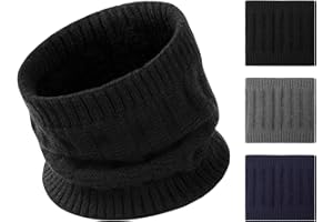 OOPOR Tour de Cou Écharpe Hiver - Snood Cache Cou Col Polaire Tubulaire Foulard Chaud Coupe-Vent De Crochet De Laine Homme et Femme pour Spors Moto Cycliste Vélo Ski Noir&Gris 2PCS