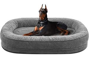 Hundsäng Stora Hundar XXL, Hundbädd Tvättbar, 122x89x19cm | Hundsäng Ångestdämpande & Stödjande, Halkfri & Tvättbar, halkfria