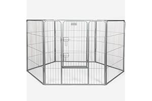 Lords & Labradors Heavy Duty Metal 80cm Puppy Play Pen, Whelping Pen, Foldable and Attaches to Crate, Suitable for Dogs, Cats, Rabbits (Silver)