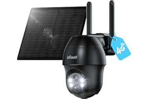 ieGeek 3G/4G LTE Cellular Solar Security Camera Outdoor Wireless with SIM Card, 360° PTZ, 2K Solar No WiFi Wireless CCTV Camera Systems, Color Night Vision, Motion Detection, Siren Light, Two-way Talk