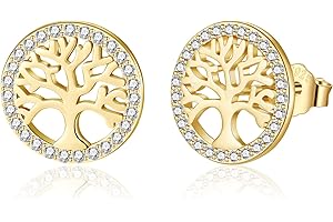 Jrêveinfini árbol de la Vida Pendientes para Mujer Plata de Ley 925 con Caja de Regalo, Joyería Fina y Elegante para Mujeres