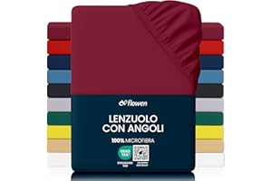 FLOWEN Lenzuola Matrimoniali con Angoli 160x190 cm Bordeaux in Microfibra per Letto con Materasso fino a 30cm Tessuto Anti-Acaro e Ipoallergenico di Alta Qualità Morbido e Lavabile in Lavatrice