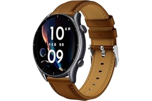 HATOLOVE Kompatibel mit Amazfit GTR 3 Armband, 22mm Leder Armband für Amazfit GTR 3 Pro, GTR 4, GTR 2, GTR 2e, GTR 47mm, Amazfit Stratos/Stratos 2/Stratos 3, Amazfit Pace, Amazfit Balance, Amazfit Bip 5, Bip 6