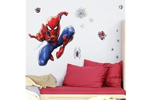 ROOMMATES ROOM MATES Adesivi giganti da parete, motivo: Spider-Man 27.36 inches x 33.61 inches Blu, Rosso, Nero