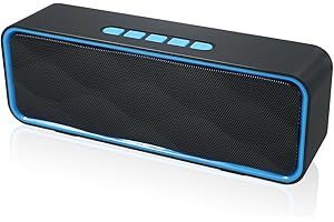 HUSAN Altoparlante Bluetooth Senza Fili con Porta per schede AUX/USB/TF, Altoparlante Doppia stereo portatile esterno con Audio HD, Radio FM per Viaggio festa (blu 1)