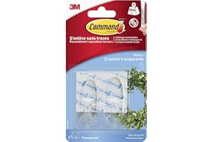 Command Crochets Ovales Transparents Moyens avec Languettes Transparentes - 2 Crochets et 4 Languettes - Pour la Décoration de Noël, Accrochage Sans Dommage