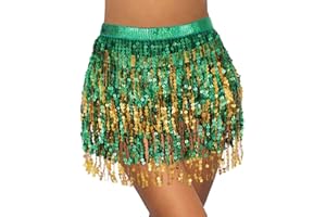 Zookey - Falda con borlas de Lentejuelas para Danza del Vientre, Bufanda de Cadera, Disfraz de Rave, Falda con Flecos para Mujeres y niñas
