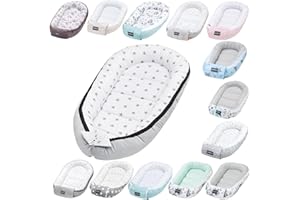 BELLOCHI GROWING IN STYLE Bellochi Reducteur de Lit Bebe, Cale Bebe pour Lit, Cocon Bebe - 100% Coton, 0-12 Mois - Nid de Bebe, Baby Nest - 90 x 60 cm - Nunki Star