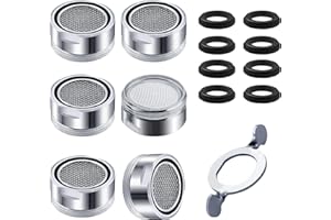 QEIHITYO M24 Mousseur Robinet Cuisine Economie Eau 6pcs Filtre Robinet Filtre Lavabo Aerateur Robinet Filtro in Acciaio Inox + ABS con 8 Joints et 1 Clé Chromée