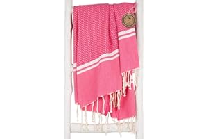 ZusenZomer Ręcznik Hammam XXL Susa 100 x 190 – Fouta, Peshtemal, Plażowy, Do Sauny, Duży i Cienki – 100% Wysokiej Jakości Bawełna – Fair Trade (Różowy)