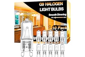 Vinaco Glühbirne G9 40 Watt, 10er Pack Halogen G9 230V 40W Lange Lebensdauer, Leuchtmittel G 9 Dimmbar Warmweiß 2800K, Stiftsockellampe G 9 40W Halogen für Kronleuchter, Kabinettbeleuchtungen