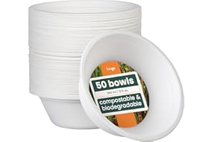 HAAGO - 60 biodegradowalnych jednorazowych misek na trzciny cukrowej, 350ml - solidne, sztywne i wodoodporne - Ekologiczne i kompostowalne - Zupa, aperitif, desery, lody