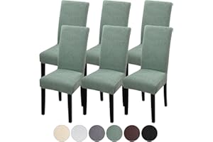 Fuloon 6pcs Chair Covers Dining Room Chair Cover Spandex Polyester High Chair Covers Protector Removable Washable Slipcovers green