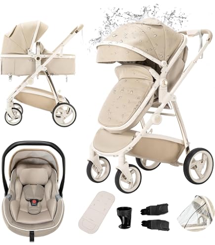 Bergsteiger Venedig Nostalgie Kombikinderwagen 3-in-1 - System, Autositz,  (Megaset 10 - teilig), Black & White : Amazon.de: Baby