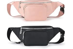 GEMTTE 2 Stück Bauchtasche für Damen und Herren, Wasserdicht Gürteltasche, Outdoor Sport Handytasche Hüfttasche mit 3 Reißverschluss Taschen für Spaziergänge mit Hunden, Laufen, Wandern, Reisen und Urlaub