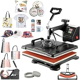 VEVOR Thermal Press 8 in 1 Heat Printing Machine 15 x 30 cm Black | Heat Transfer for Hats Caps T-shirts Cups Plates, with LE