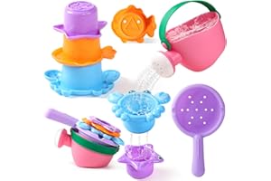 FAJIABAO Bath Toys For 1 2 3 Year Olds 5 PCS Toddler Baby Bath Toys Mould Free Games For 3 4 Kids Water Play Bathtub Sand Beach Stacking Cups Swimming Pool For 1 Year Old Boys Girls Toys & Gifts