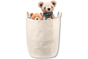 MOMO WAY Cesto portaoggetti con manico 45l, Cesto per biancheria, Organizzatore di giocattoli, Cestino per la camera dei bambini, Basket 35x40 cm Beige
