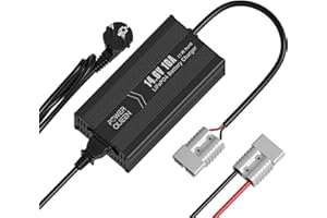 POWER QUEEN Cargador de batería de Litio de 14.6V 10A, 12V Cargador de batería con 4 Funciones de protección para baterías de Litio