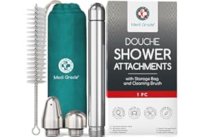 Medi Grade Enema Ensemble de Douche - Accessoires Douche 3 Pièces de Luxe - Kit de Lavement Intime - Livré avec une Pochette en Velours - Kit Lavement Intime