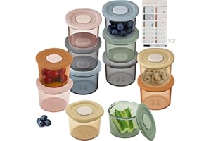 Moonkie Pojemniki do Przechowywania Żywności dla Niemowląt,Zestaw 12 Silikonowy Pojemników na żywność,Pojemniki na Żywność dla Niemowląt 4OZ,100% Hermetyczne Słoik do Przechowywania,Zamrażane