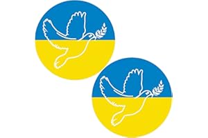 Autocollant avec colombe de la paix sur le drapeau de l'Ukraine, 2 pièces, Ø 8 cm autocollant, impression avec protection UV, 0,08 mm d'épaisseur de film, pour voiture, vitre, vélo
