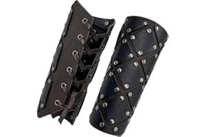 THAJALING 1 paio di guardie medievali del braccio, guanto vichingo in finta pelle, bracciali del cavaliere d'epoca, armatura rinascimentale, Protezioni per il braccio in pelle LARP