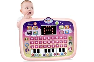 AMERTEER Kids Early Development Interactive Electronic Tablet | Educational ABC Learning Toy For Toddlers With LED Screen, Alphabet, Numbers, Words, Music, Songs, Animal Sounds Piano 2-4 Year Old Kids