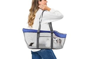 PETCUTE Borsa per Il Trasporto di Cani e Gatti,Traspirante e Confortevole Borsa a Tracolla da Viaggio per Gatti,Trasportino Cane e Gatti,Borsa per Cane con Tracolla Regolabile per Viaggiare