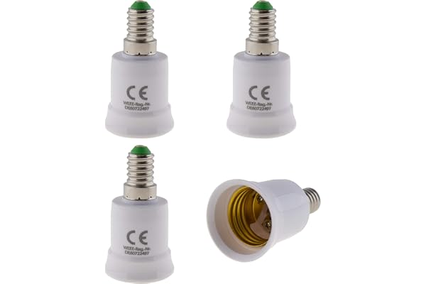 SeKi 312128 E14-sockel till E27-sockel lampadapter, Vit, 4 stycken