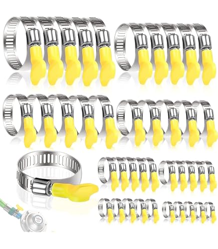 15 Fascette Stringitubo In Acciaio Inox Con Manico In Plastica Gialla – Regolabili, Diametro 25-38 Mm, Per Tubi E Idraulica