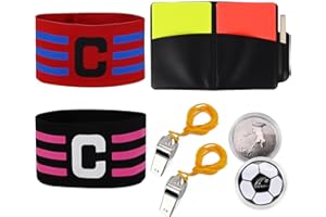 FINEASY Zestaw sędziów z czerwonymi i żółtymi kartami sędziów, kieszonką, książką z punktami, 2 bandażami kapitańskimi, 2 metalowymi gwizdkami sędziowskimi i 1 monetą do gry w piłkę nożną, trener,