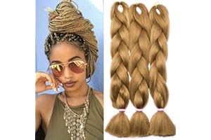 RICH CHOICES 3 Pcs /300g 24'' Two Ombre Jumbo Braiding Hair Synthetic Braid Hair Extensions Dark Blonde
