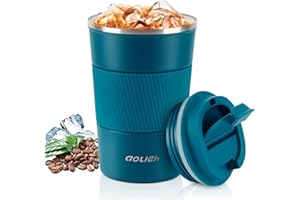 Aolieh Taza de Café, Termo Cafe 380ml Taza Termo Cafe para Llevar de Acero Inoxidable, Tazas d Tazas de Viaje Aisladas con Tapa a Prueba de Fugas, Tazas de Café Reutilizables para Coche(Azul, 380ML)