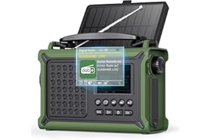 ROCAM Tragbares DAB+ Radio mit Bluetooth, 12000mAh Kurbelradio mit 8500mm² Solarpanel & 650mA Kurbel, DAB/UKW Digitalradio mit 2,4" Farbdisplay, 80 Sender, LED-Taschenlampe, USB,SOS, IPX6 für Notfälle